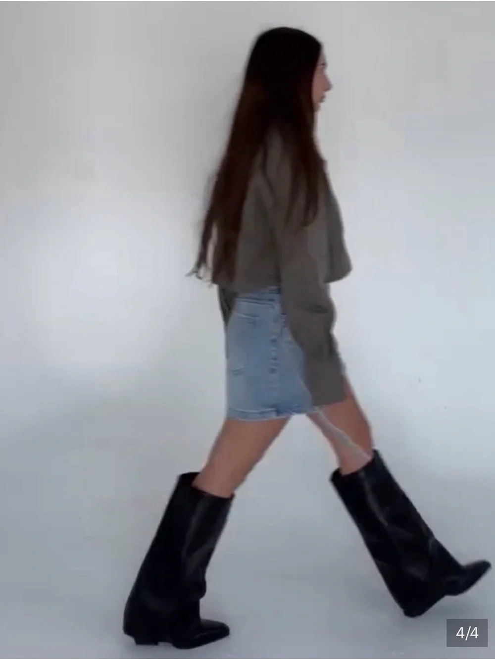 👢🖤ZARA 37 Heeled Knee-High Gaiter Boots - Black